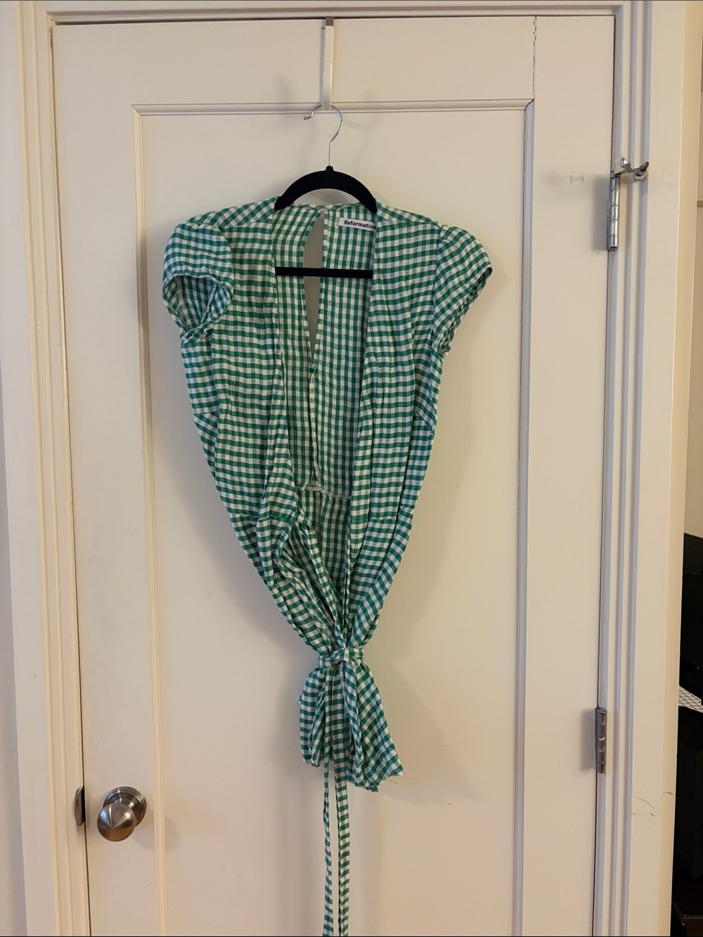 Green Gingham Wrap Mini Dress - Picture 1 of 2